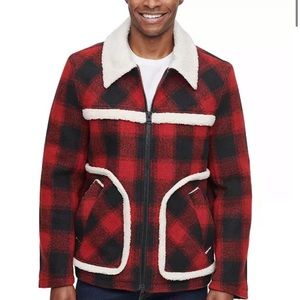 Plaid Fleece-Trimmed Rancher Jacket